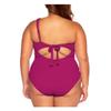 BECCA ETC Womens Plus Size Asymmetrical Neck One Piece Swimsuit Pomegranate 2X view 2