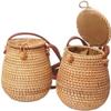 ECHEFS Rattan weave bag, retro casual vacation bag, hollow out mini bag, woven shoulder messenger bag view 2