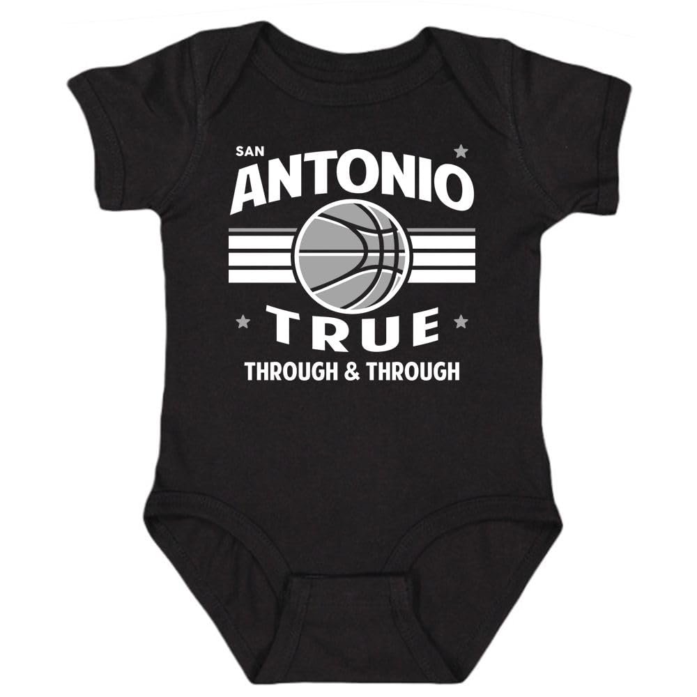 San Antonio Retro Team Kid's Bodysuit for Basketball Fans (Black, 24M)