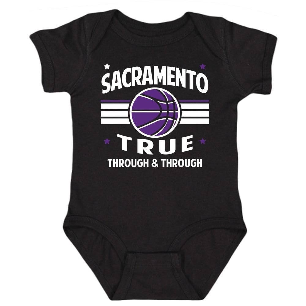 Xtreme Apparrel Sacramento Retro Team Kid's Bodysuit for Basketball Fans (Black, 12M)