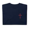 Cross Embroidered Short-Sleeve Unisex T-Shirt | Christian Shirts Navy view 1