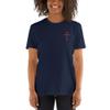 Cross Embroidered Short-Sleeve Unisex T-Shirt | Christian Shirts Navy view 4