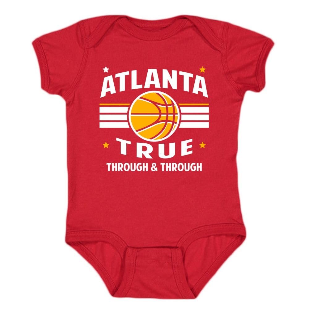 Atlanta Retro Team Kid's Bodysuit for Basketball Fans (Red, 6M)