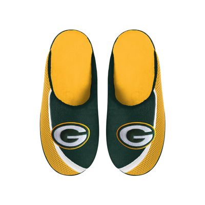FOCO Men's NFL 2022 Big Logo Color Edge Slipper, Green Bay Packers, Medium