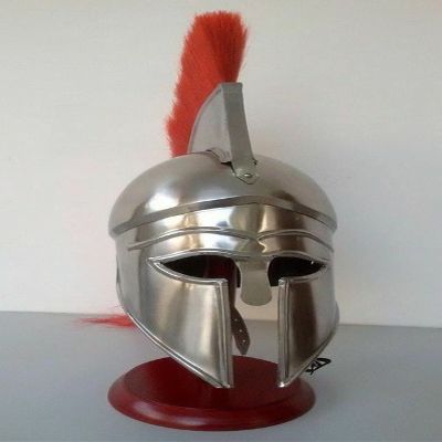 Medieval Greek Corinthian Red Plume Athenian Handmade Helmet Halloween (Adult Size)