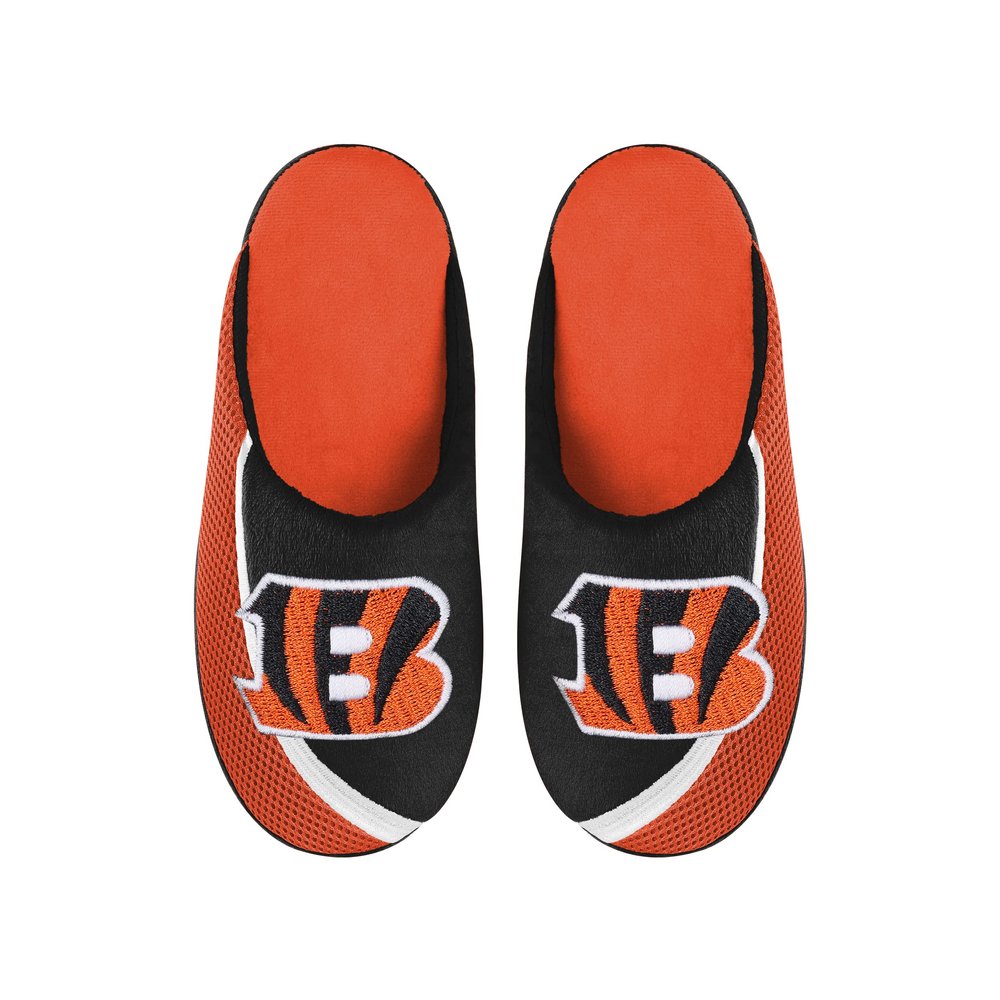 FOCO Men's NFL 2022 Big Logo Color Edge Slipper, Cincinnati Bengals, Medium