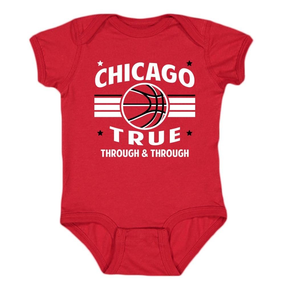 Chicago Retro Team Kid's Bodysuit for Basketball Fans (Red, 24M)