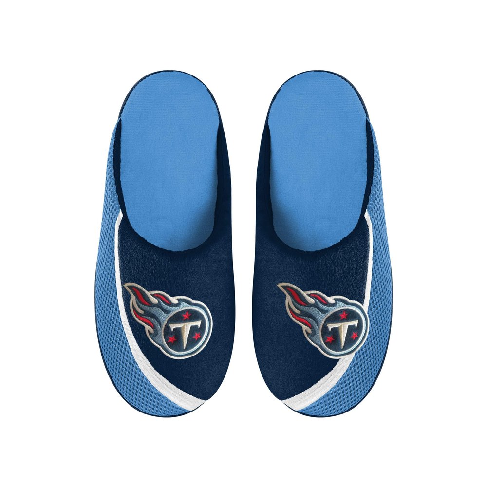 FOCO Men's NFL 2022 Big Logo Color Edge Slipper, Tennessee Titans, Large