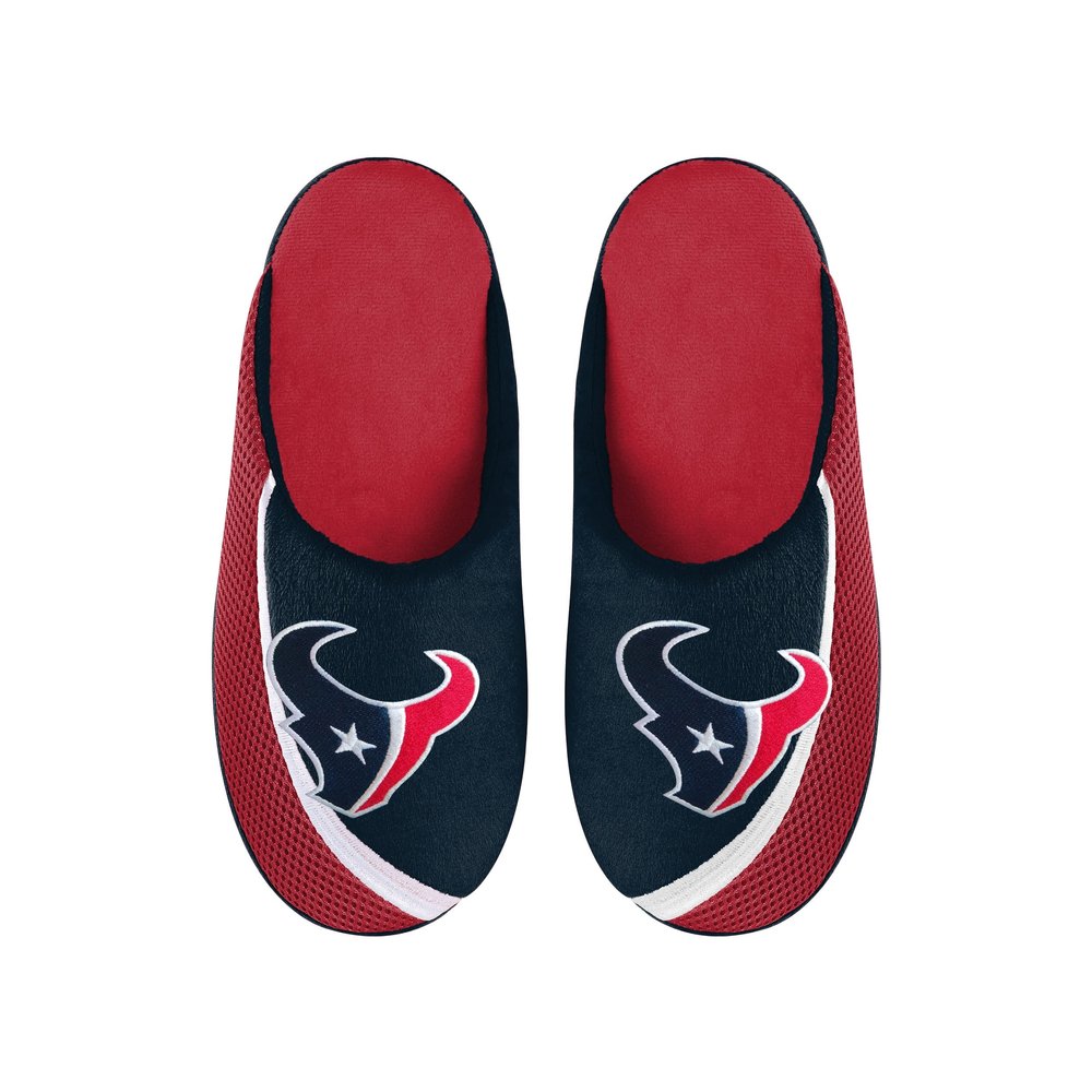 FOCO Men's NFL 2022 Big Logo Color Edge Slipper, Houston Texans, Large