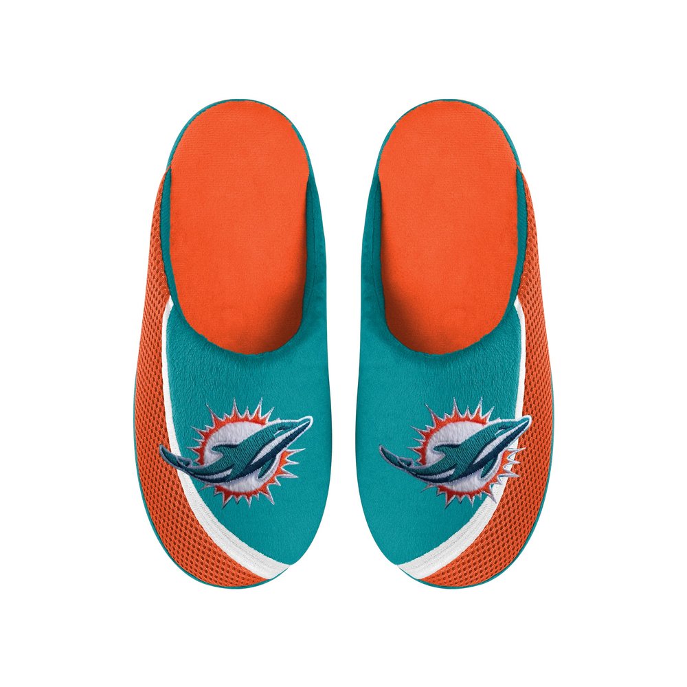 FOCO Men's NFL 2022 Big Logo Color Edge Slipper, Miami Dolphins, Medium