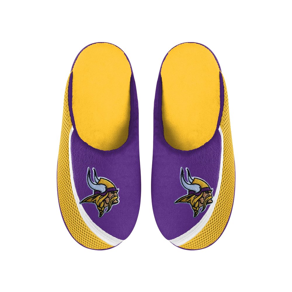 FOCO Men's NFL 2022 Big Logo Color Edge Slipper, Minnesota Vikings, Large