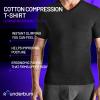 Rounderbum Mens Compression Tech Slim Fit Cotton T-Shirt  Black, Large  Seamless Compression Undershirt That Slims Abs, Supports Back & Improves Posture, Comfortable Cotton Blend, 2 Colors view 3
