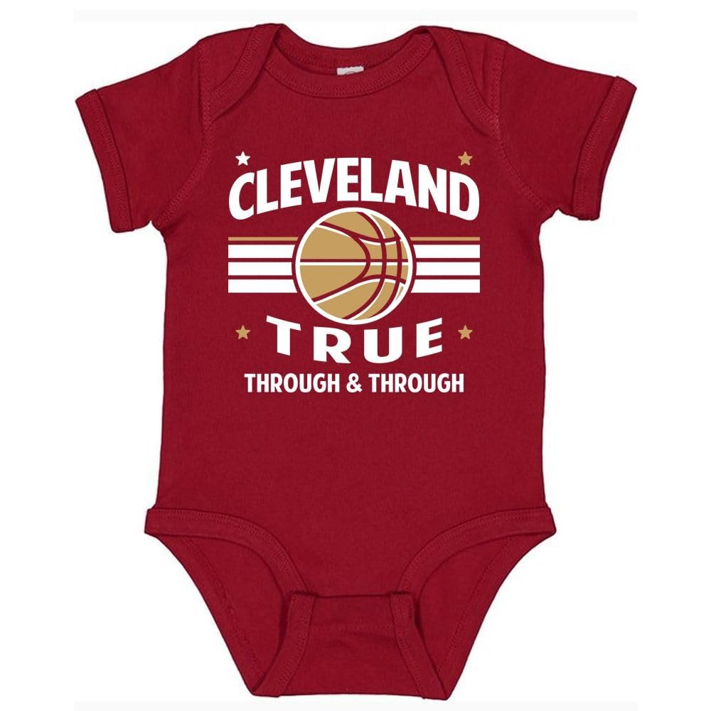 Xtreme Apparrel Cleveland Retro Team Kid's Bodysuit for Basketball Fans (Garnet, 24M)