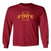 CornBorn Iowa State Long Sleeve Shirt - Iowa State Apparel - ISU Shirt - I-State Primary Logo Gold Ink - Cardinal - Medium view 1