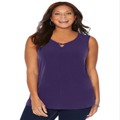 Catherines Women's Plus Size Crisscross Timeless Tank - 4X, Deep Grape