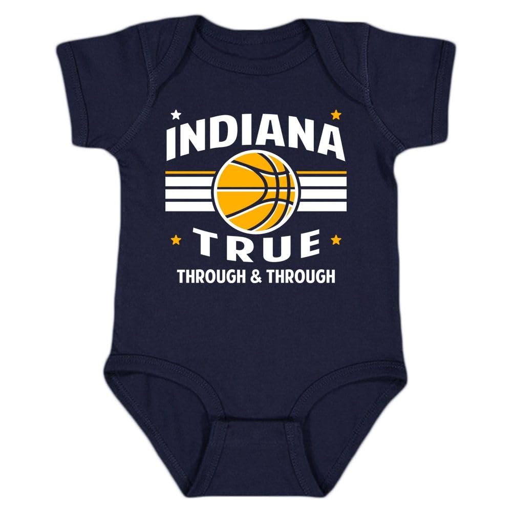 Xtreme Apparrel Indiana Retro Team Kid's Bodysuit for Basketball Fans (Navy, 18M)