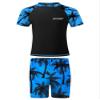Hedmy Boys' Rashguard Set UPF 50+ 2 Piece Swimsuit Short Sleeve Swim Shirt and Trunks Swimsuit Set for Kids Blue 8-10 Years view 1