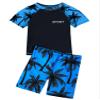 Hedmy Boys' Rashguard Set UPF 50+ 2 Piece Swimsuit Short Sleeve Swim Shirt and Trunks Swimsuit Set for Kids Blue 8-10 Years view 2