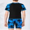 Hedmy Boys' Rashguard Set UPF 50+ 2 Piece Swimsuit Short Sleeve Swim Shirt and Trunks Swimsuit Set for Kids Blue 8-10 Years view 3