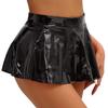 Linjinx Women's Patent Leather Zipper Back Above Knee Night Club Wear Skater A-line Mini Skirts Black Medium view 1