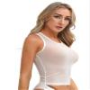Jhaoyu Women Sexy Sheer Mesh Vest U Neck Sleeveless Crop Tops Transparent Tank Top Club Wear White Small view 3