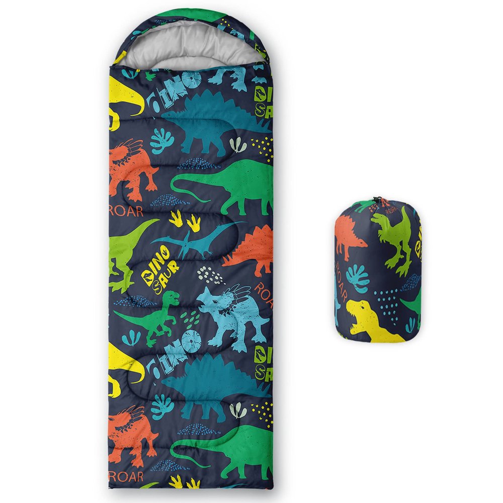 Axolotl Blue Dinosaur Sleeping Bag for Boys Kids Teens Girls,3 Seasons Lightweight Warm Portable Outdoor Indoor,Waterproof Cold Weather Sleeping Bag for Camping Backpacking Hiking,Blue