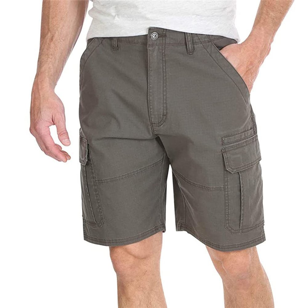 Dninmim Summer Men's Outdoor Cotton Cargo Shorts with Pockets Mid Waist Drawstring Loose Casual Half Pants Coffee