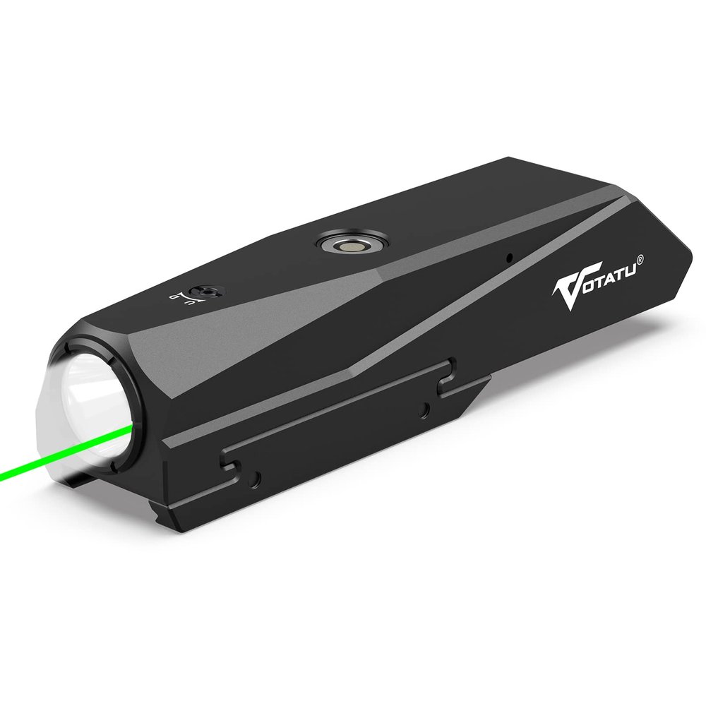 VOTATU P9L-G Tactical Light Laser Combo - 1600 Lumens LED & Green Laser Sight for Picatinny Rails with Magnetic Charger and Momentary/Constant-on Switch
