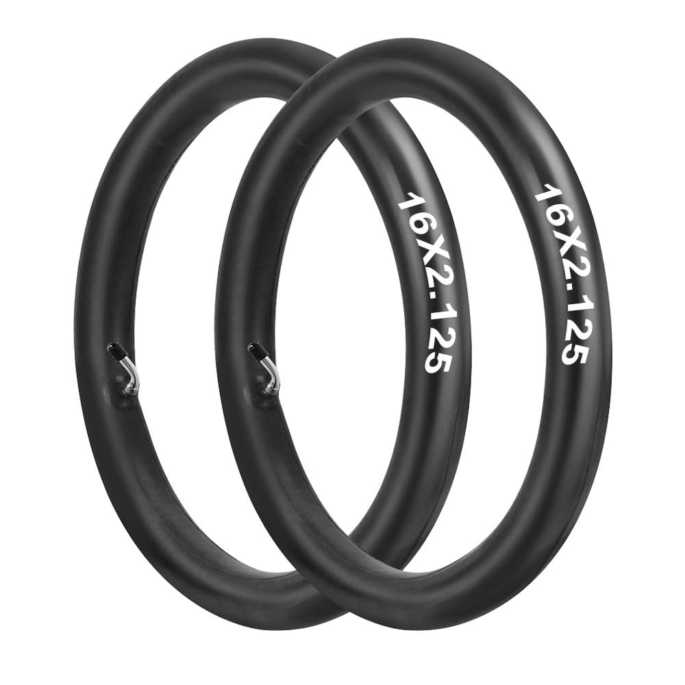 16 x 2.125 Butyl Inner Tubes 2 Pcs 16 Inch Bike Tube 90 Bent Valve Stem Tire Tubes for 16x1.75 16x1.95 16x1.75/2.125 Electric Bicycle Bike Kids Bikes Mountain Bike Replacement Tubes
