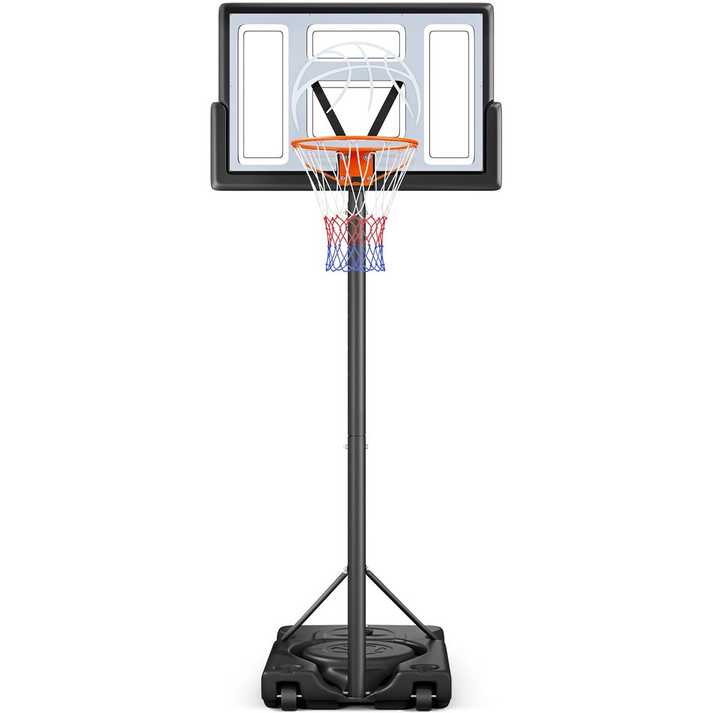 Yohood Basketball Hoop Outdoor 10ft Adjustable, Portable Basketball Hoop Goal System for Kids Youth and Adults in Backyard/Driveway/Indoor, 44 Inch Shatterproof Backboard and Larger Base