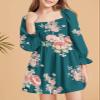 Girls Floral Ruffle Mini Dress Square Neck Lantern Sleeve Smocked Flower Chiffon Boho Sundress view 2