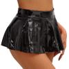 Linjinx Women's Patent Leather Zipper Back Above Knee Night Club Wear Skater A-line Mini Skirts Black X-Large view 1