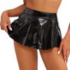 Linjinx Women's Patent Leather Zipper Back Above Knee Night Club Wear Skater A-line Mini Skirts Black X-Large view 3