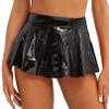 Linjinx Women's Patent Leather Zipper Back Above Knee Night Club Wear Skater A-line Mini Skirts Black X-Large view 4