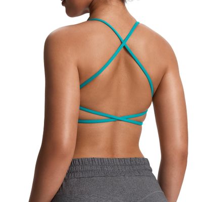 Aoxjox Women's Workout Sports Bras Fitness Trinity Ivy Low Impact Bra Yoga Crop Tank (Cascade Blue, X-Small)