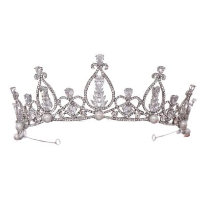 QIYUDS Wedding Hair Tiara Crystal Bridal Tiara Crown Silver Color Diadem Veil Tiaras Wedding Hair Accessories