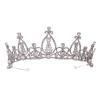 QIYUDS Wedding Hair Tiara Crystal Bridal Tiara Crown Silver Color Diadem Veil Tiaras Wedding Hair Accessories view 1