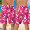 Men's Hibiscus Shorts - Flamingo Gym Sports Drawstring Retro Casual Fashion Short with Pockets Series 01 Size Size S view 2