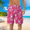 Men's Hibiscus Shorts - Flamingo Gym Sports Drawstring Retro Casual Fashion Short with Pockets Series 01 Size Size S view 3