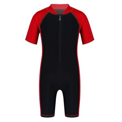 Daenrui Kids Boys Girls One Piece Swimsuits Water Sport Swimwear Short Rash Guard UPF 50+ Sun Protection Red 4 Years