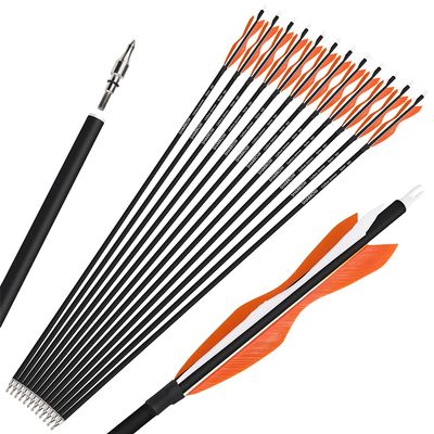 wolfman 31" Carbon Arrows Archery Hunting Arrows Targeting Practice Arrows with 5" Turkey Feathers Spine 500 for Recurve Bow and Compound Bow 6/12pcs (Orange, 12pcs)