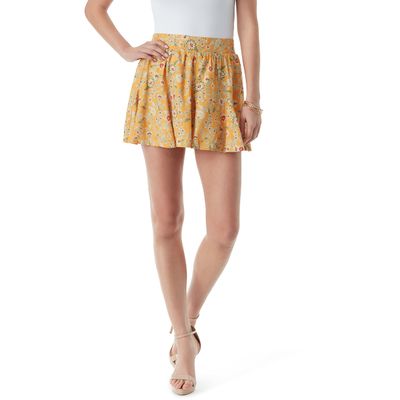 Jessica Simpson Women's Archer Pull Skort, Southern Beauties MINI-Butterscotch, Large