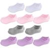 Cozi Foot 10 Pairs Boys Girls No Show Socks Cotton Non Slip Low Cut Socks (Large, C04-White/Gray/Pink/Purple) view 1