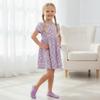 Cozi Foot 10 Pairs Boys Girls No Show Socks Cotton Non Slip Low Cut Socks (Large, C04-White/Gray/Pink/Purple) view 3