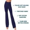 KQUZO Plus Size Woman Yoga High Waist Flare Tummy Control Bootleg Bell Bottom Casual Work Stretched Pants (Plus-Size, 2X, Full_Navy) view 2