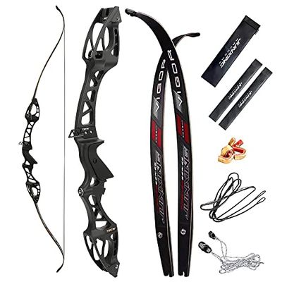 68 Inch Takedown Recurve Bow 20-40 Lbs F Interface Bow Riser and Limbs Aluminum Competition Athletic Bow for RH Hunting Shooting (28 Lbs, Black)