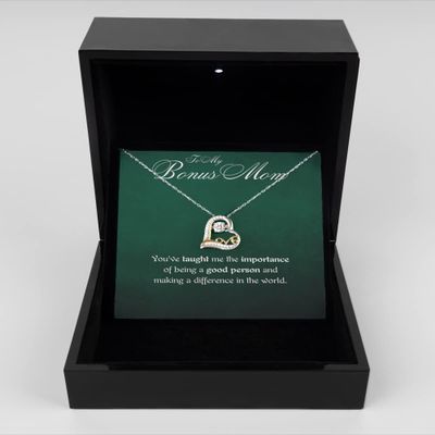 Love Dancing Necklace Luxury Box Bonus Mom Gift, Taught Importance, Love Dancing Necklace for Stepmother, Mother's Day, Birthday, from Son, Daughter