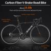 SAVADECK Carbon Road Bike with Shimano SORA R3000 18 Speed Derailleur System,Racing Bicycle with Carbon Fiber Frame Carbon Fork and Double V Brake for Adult.(Black 51cm) view 2