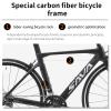 SAVADECK Carbon Road Bike with Shimano SORA R3000 18 Speed Derailleur System,Racing Bicycle with Carbon Fiber Frame Carbon Fork and Double V Brake for Adult.(Black 51cm) view 3