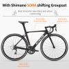 SAVADECK Carbon Road Bike with Shimano SORA R3000 18 Speed Derailleur System,Racing Bicycle with Carbon Fiber Frame Carbon Fork and Double V Brake for Adult.(Black 51cm) view 4